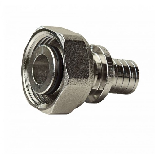 Соединитель латунный Дн 20-3/4" никелированный для PE-X труб под евроконус с накидной гайкой RAUTITAN Rehau в Воронеже