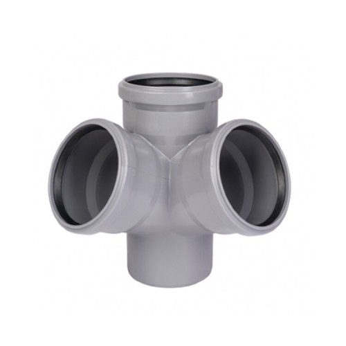 Крестовина PP-H двухплоскостная серая Дн 110-110-110 б/нап в/к VALFEX в Воронеже