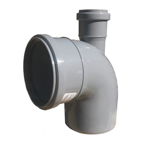 Отвод канализационный PP-H с выходом фронтально-вверх серый Дн 110-50 87гр б/нап в/к VALFEX в Воронеже