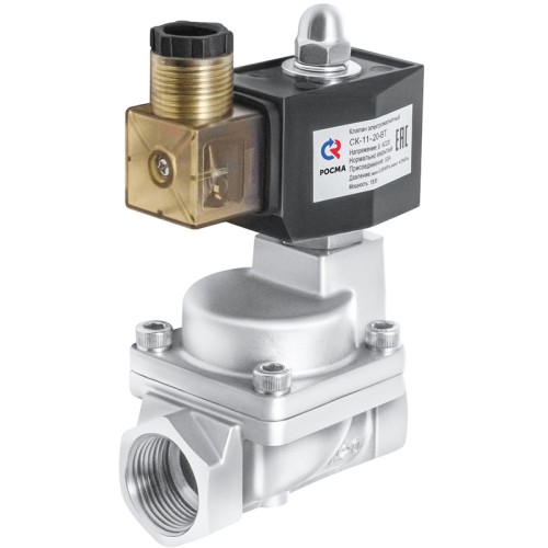 Клапан электромагнитный нержавеющий открытый прямого действия с внутренней резьбой 1,0 МПа 50х168 мм 2" в Воронеже