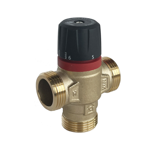 Клапан смесительный латунный термостатический с центральным смешиванием и наружной резьбой для систем отопления 1,0 МПа RVM Rommer 20 мм 3/4" в Воронеже