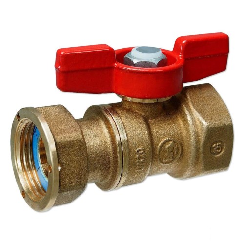 Кран шаровый латунный стандартнопроходной для счетчиков с ручкой-бабочкой НР-накидная гайка Ру 42 R254P Giacomini 15х71 мм 3/4" в Воронеже
