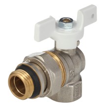 Кран запорный латунный угловой полнопроходной с ручкой-бабочкой ВР-американка Ру 30 Aquasfera Standard 1128 Aquasfera 20 мм 3/4"