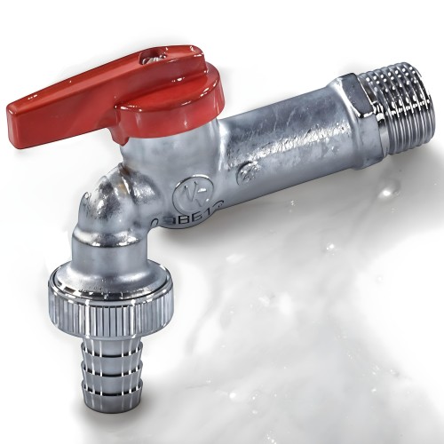 Кран водоразборный латунный стандартнопроходной с ручкой-бабочкой НР-штуцер Ру 10,5 R619 Giacomini 15 мм 1/2" в Воронеже