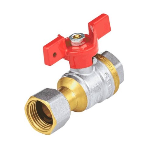 Кран запорный латунный полнопроходной с ручкой-бабочкой ВР-накидная гайка Ру 40 BV.530 MVI 15 мм 1/2" в Воронеже