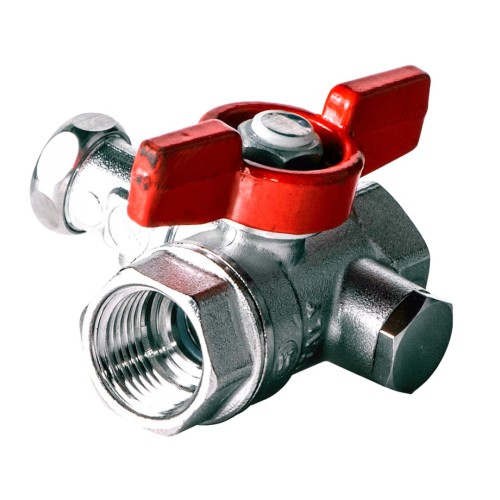 Кран шаровый латунный со спускником стандартнопроходной с ручкой-бабочкой ВР (ВН) Ру 42 R251S Giacomini 15х59 мм 1/2" в Воронеже