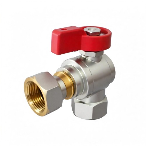 Кран шаровый латунный угловой полнопроходной с ручкой-флажком НР-накидная гайка Ру 16 R780 Giacomini 15х65 мм 1/2" в Воронеже