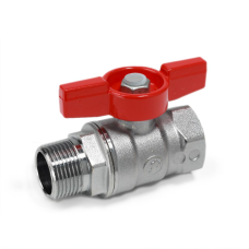 Кран запорный латунный полнопроходной с ручкой-бабочкой ВР-американка Ру 16 Стандарт 232 ГАЛЛОП 15 мм 1/2"