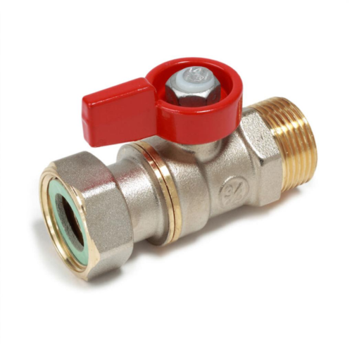 Кран запорный латунный стандартнопроходной с ручкой-флажком НР-накидная гайка Ру 16 R254 Giacomini 15х70 мм 1/2" в Воронеже