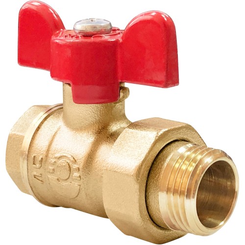 Кран запорный латунный полнопроходной с ручкой-бабочкой ВР-американка Ру 40 BV.520 MVI 20 мм 3/4" в Воронеже