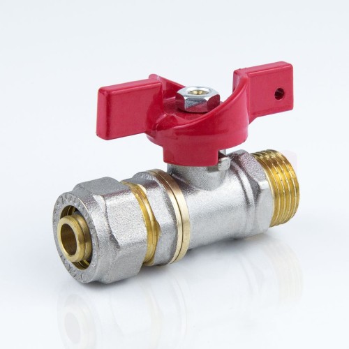 Кран запорный латунный полнопроходной с ручкой-бабочкой ВР-американка Ру 40 BVR-FR Ридан 20 мм 3/4" в Воронеже