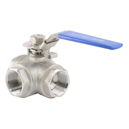 Кран запорный трехходовой Г-тип нержавеющий ВР (ВН) полнопроходной ручка-рычаг Ру 63 Benarmo 50 мм 2" в Воронеже