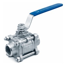 Кран запорный нержавеющий под приварку полнопроходной ручка-рычаг Ру 40 AISI 316 BV17 АДЛ 80 мм