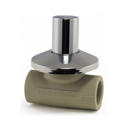 Кран полипропиленовый PP-R запорный прямой стандартнопроходной с внутренней пайкой серый ручка-вентиль Ру 10 Wavin Ekoplastik 20 мм ГОСТ 32415-2013 в Воронеже