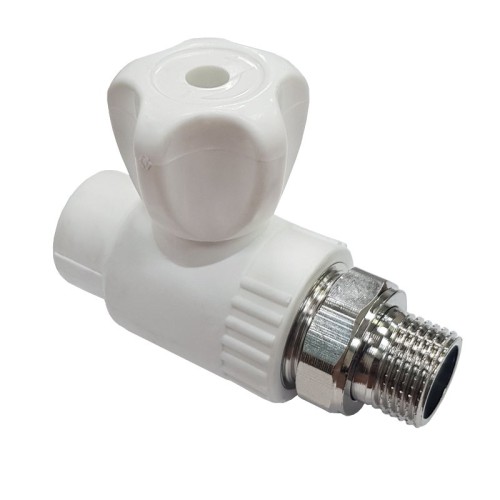 Кран полипропиленовый PP-R запорный прямой стандартнопроходной НР белый ручка-вентиль для радиатора Ру 10 Pro Aqua 25 мм 3/4" ГОСТ 32415-2013 в Воронеже