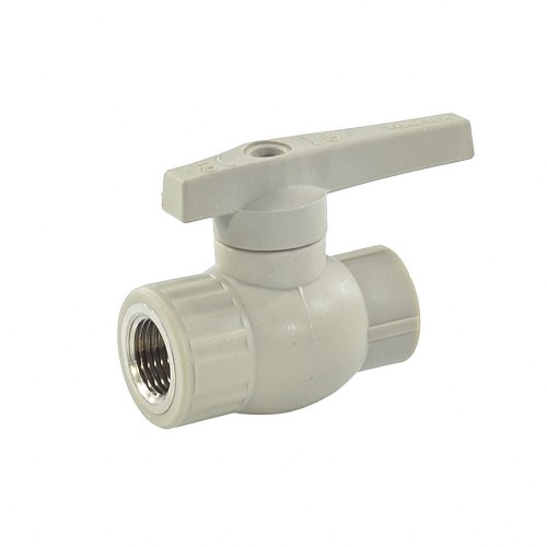 Кран полипропиленовый PP-R запорный прямой полнопроходной с внутренней пайкой белый ручка-рычаг Ру 25 Prime Pro Aqua 20 мм ГОСТ 32415-2013 в Воронеже