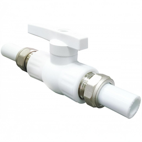 Кран полипропиленовый PP-R запорный прямой полнопроходной с внутренней пайкой белый ручка-рычаг Ру 25 VALFEX 32 мм ГОСТ 32415-2013 в Воронеже