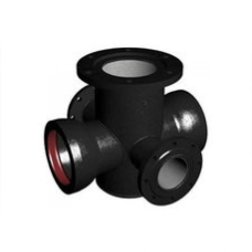 Крест с пожарной подставкой раструб-фланец ППКРФ ВЧШГ с ЦПП Ду 400-300