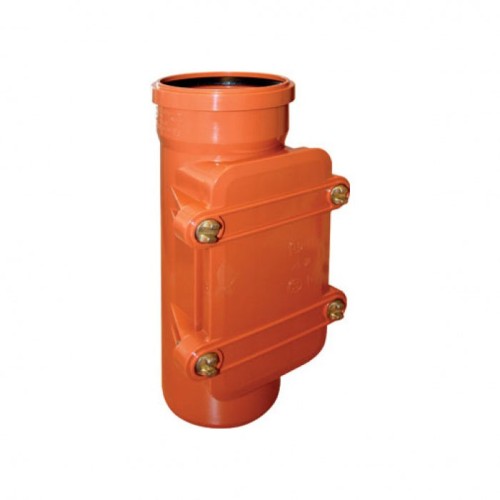 Ревизия НПВХ (ПВХ) с раструбом Дн 125 коричневая безнапорная в комплекте с крышкой Ostendorf KGRE в Воронеже