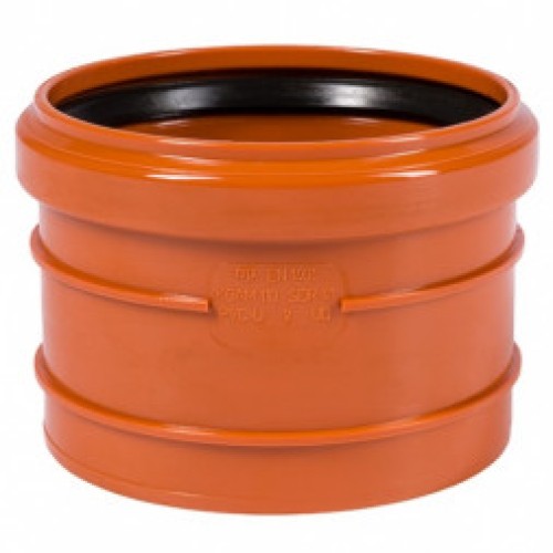 Муфта НПВХ (ПВХ) насадная Дн 200 безнапорная коричневая в/к п/клей Ostendorf KGAM в Воронеже