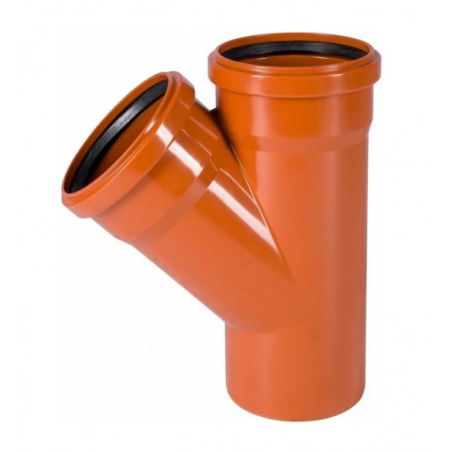 Тройник НПВХ (ПВХ) с раструбом Дн 315-250 45гр коричневый безнапорный в/к Ostendorf KGEA в Воронеже