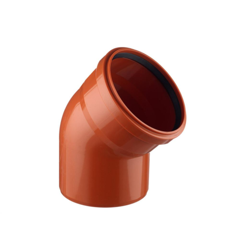 Отвод НПВХ (ПВХ) с раструбом Дн 160 45гр коричневый безнапорный в/к Aquaviva в Воронеже