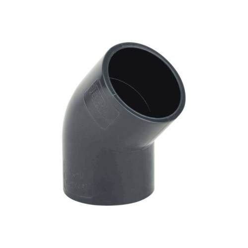 Отвод ПВХ клеевой Дн 63 45гр Ру-16 серый напорный Aquaviva в Воронеже