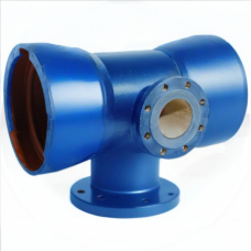 Тройник с пожарной подставкой раструб-фланец ППТРФ ВЧШГ с ЦПП Ду 300-250