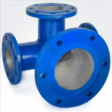 Тройник с пожарной подставкой фланцевый ППТФ Ду 600-300 (L=800-475) ВЧШГ с ЦПП цинк+AL ГОСТ ISO 2531-2012