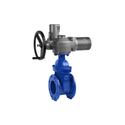 Задвижка чугунная фланцевая с электроприводом AUMA SA16.2 380В и обрезиненным клином KR12 500 мм в Воронеже