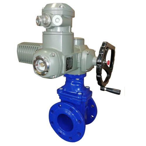 Задвижка чугунная фланцевая с электроприводом AUMA SA14.6 380В и обрезиненным клином KR12 250 мм в Воронеже